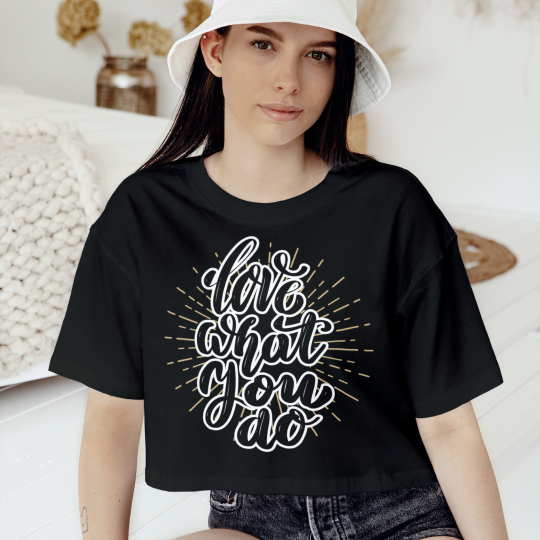 Women's Black Love Crop Top