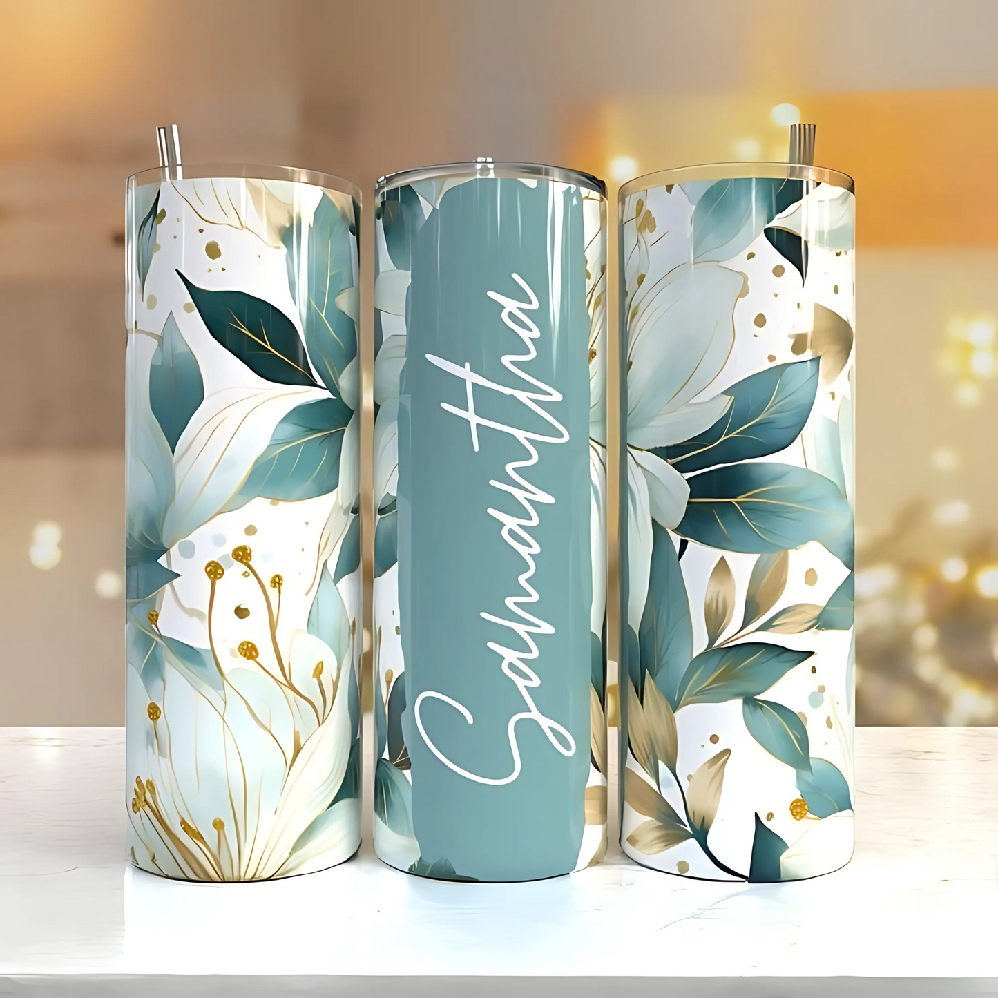 Skinny tumbler 20oz custom floral print