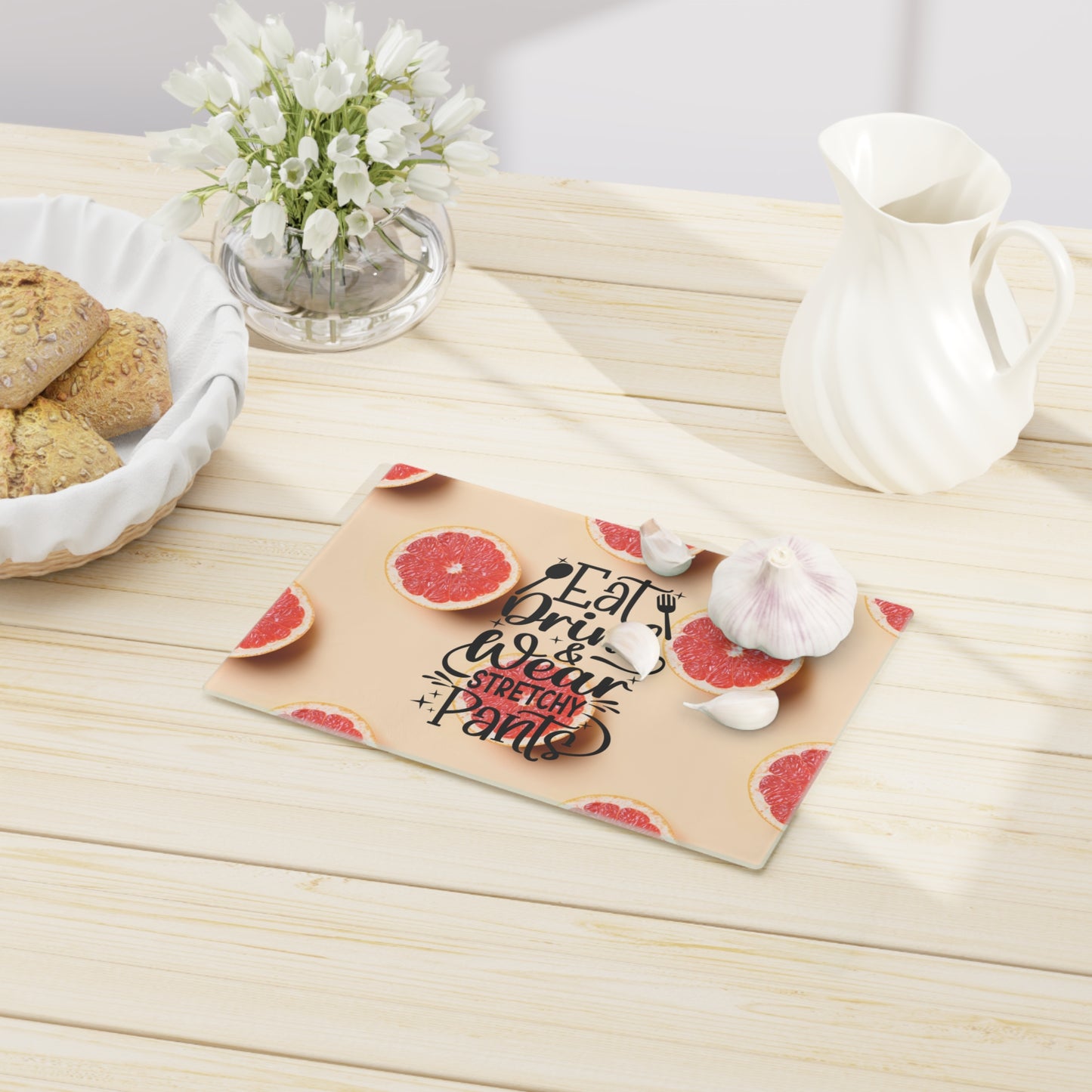Eat, Drink Glass Cutting Board