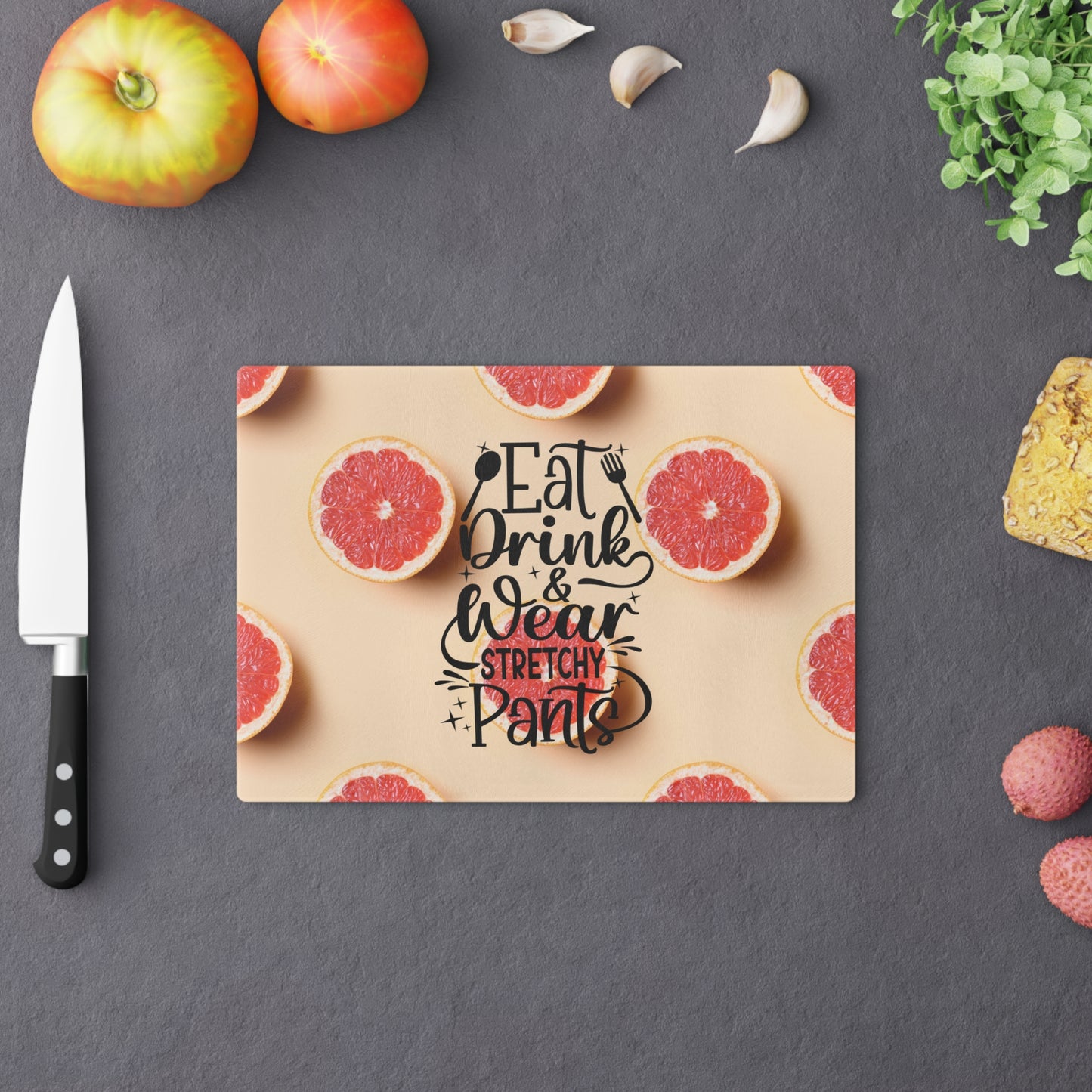 Eat, Drink Glass Cutting Board