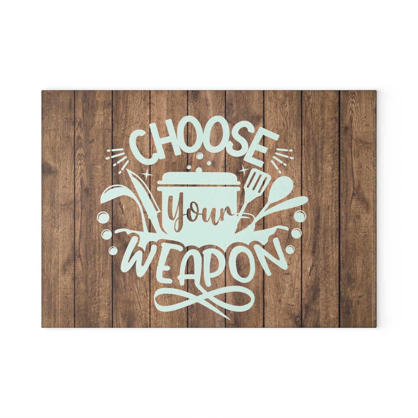 Choose Your Weapon Glass Cutting Board