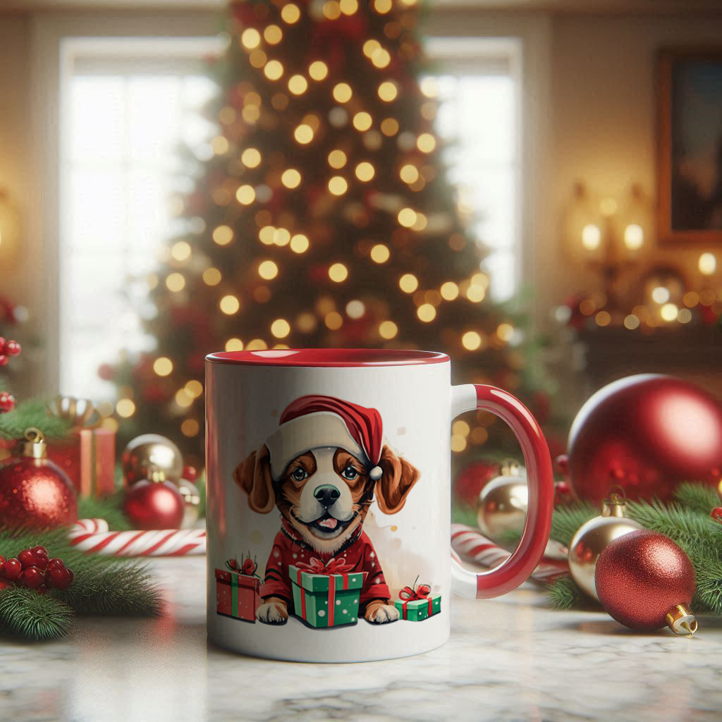 Dog Christmas two tone mug