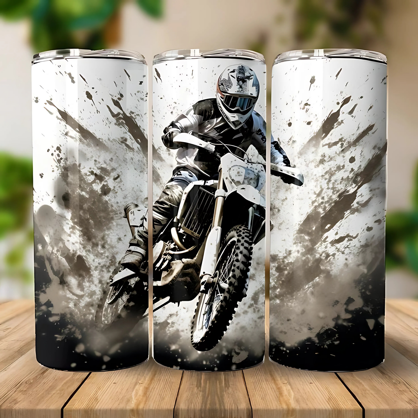 Skinny tumbler 20oz dirt bike print