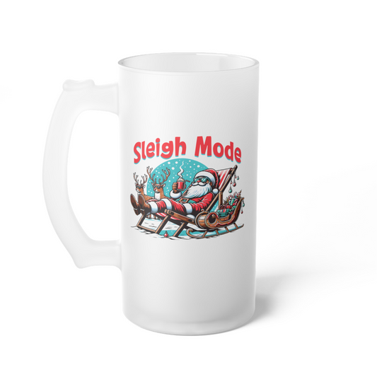 Sleigh Ride Frosted Glass Beer Mug – Perfect for Winter Celebrations