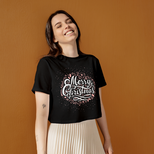 Women's Black Merry Crop Top
