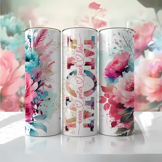 Skinny tumbler 20oz custom floral print