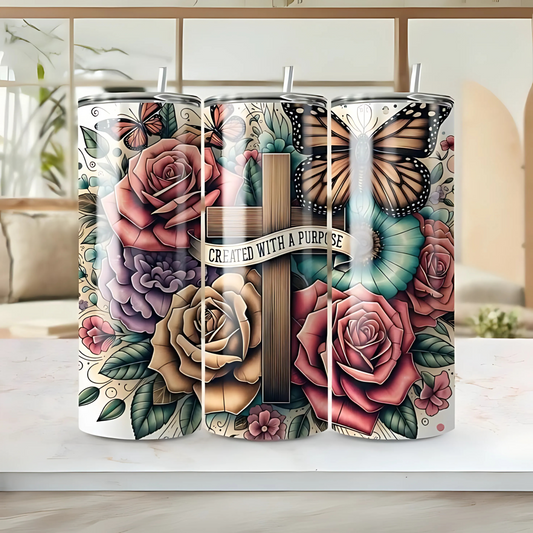 Skinny tumbler 20oz custom floral print