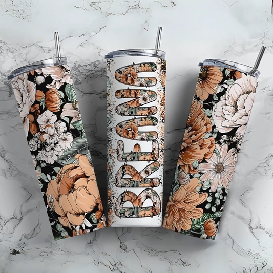 Skinny tumbler 20oz custom floral print