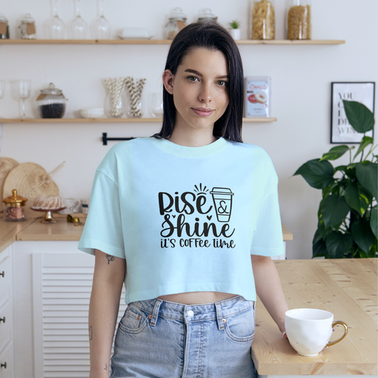 Women's Light Blue Rise & Shine Crop Top.