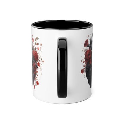 Rose heart 11 0z two tone ceramic mug