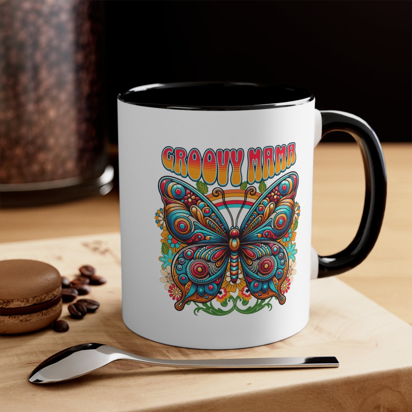 Groovy Mama Butterfly. Two Tone Mug