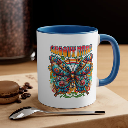 Groovy Mama Butterfly. Two Tone Mug