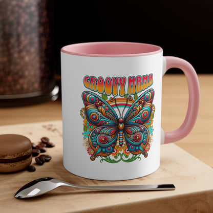 Groovy Mama Butterfly. Two Tone Mug