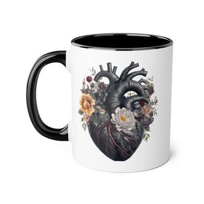 Yellow heart 11 0z two tone ceramic mug