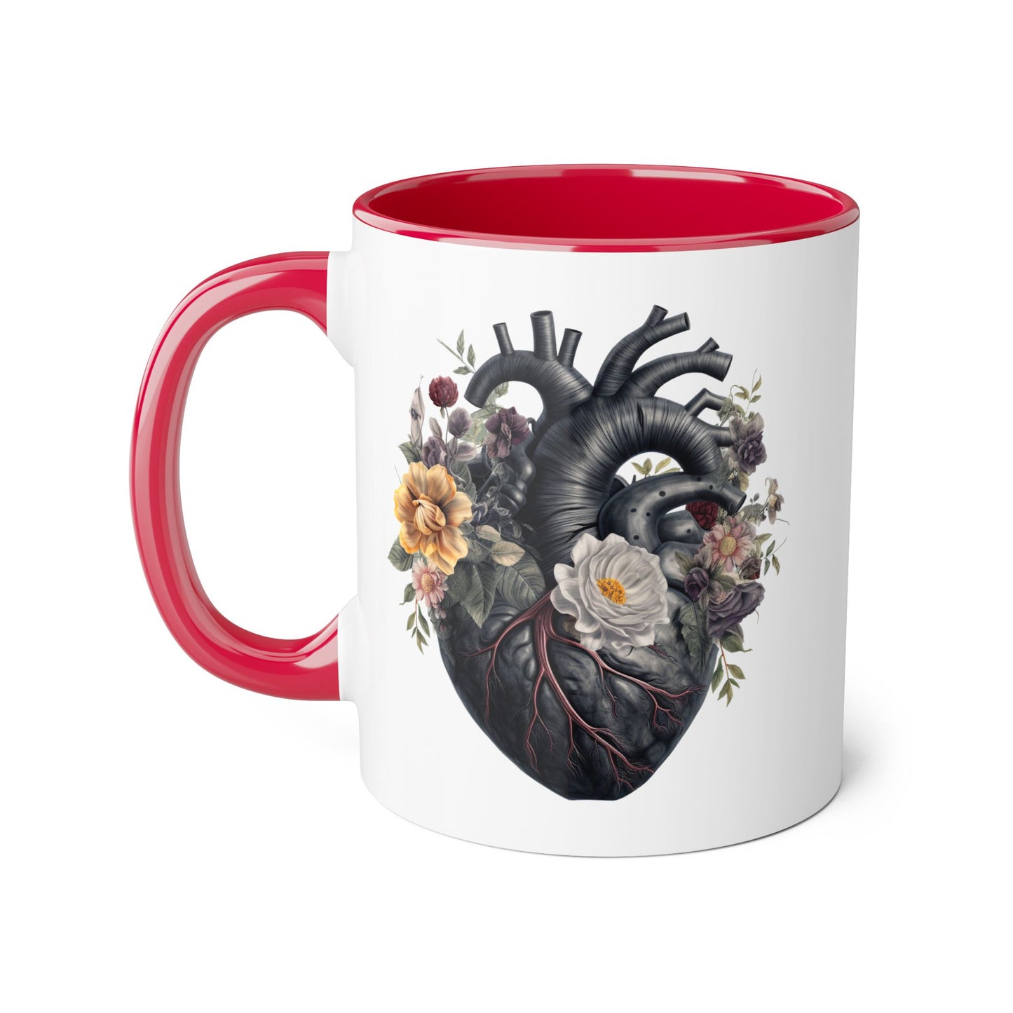 Yellow heart 11 0z two tone ceramic mug