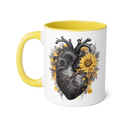 Sunflower heart 11 0z two tone ceramic mug