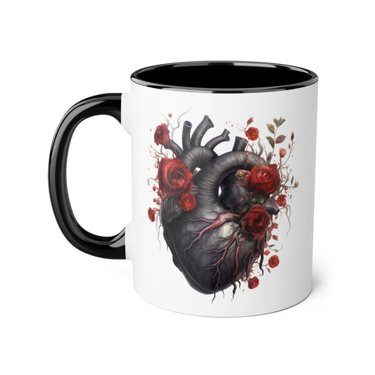 Rose heart 11 0z two tone ceramic mug