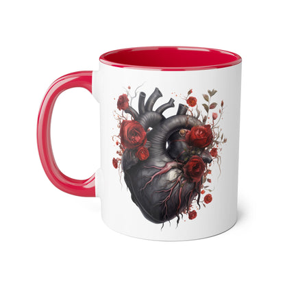 Rose heart 11 0z two tone ceramic mug