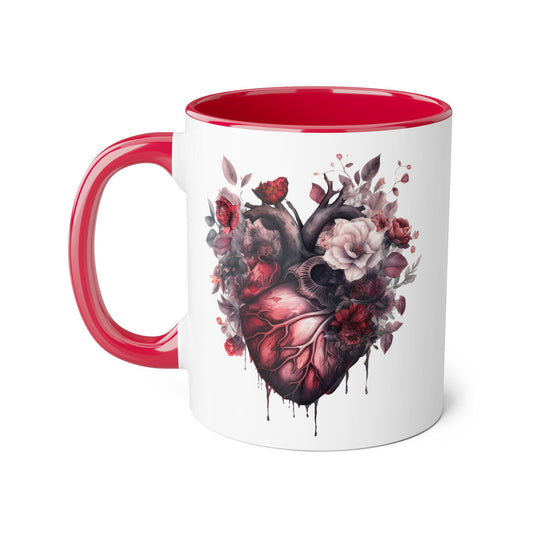 Pink heart 11 0z two tone ceramic mug