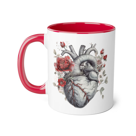 Grey heart 11 0z two tone ceramic mug