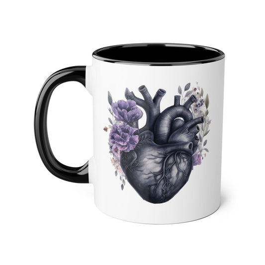 Purple heart 11 0z two tone ceramic mug
