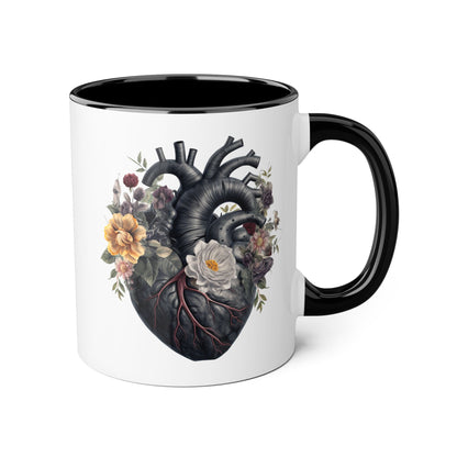 Yellow heart 11 0z two tone ceramic mug