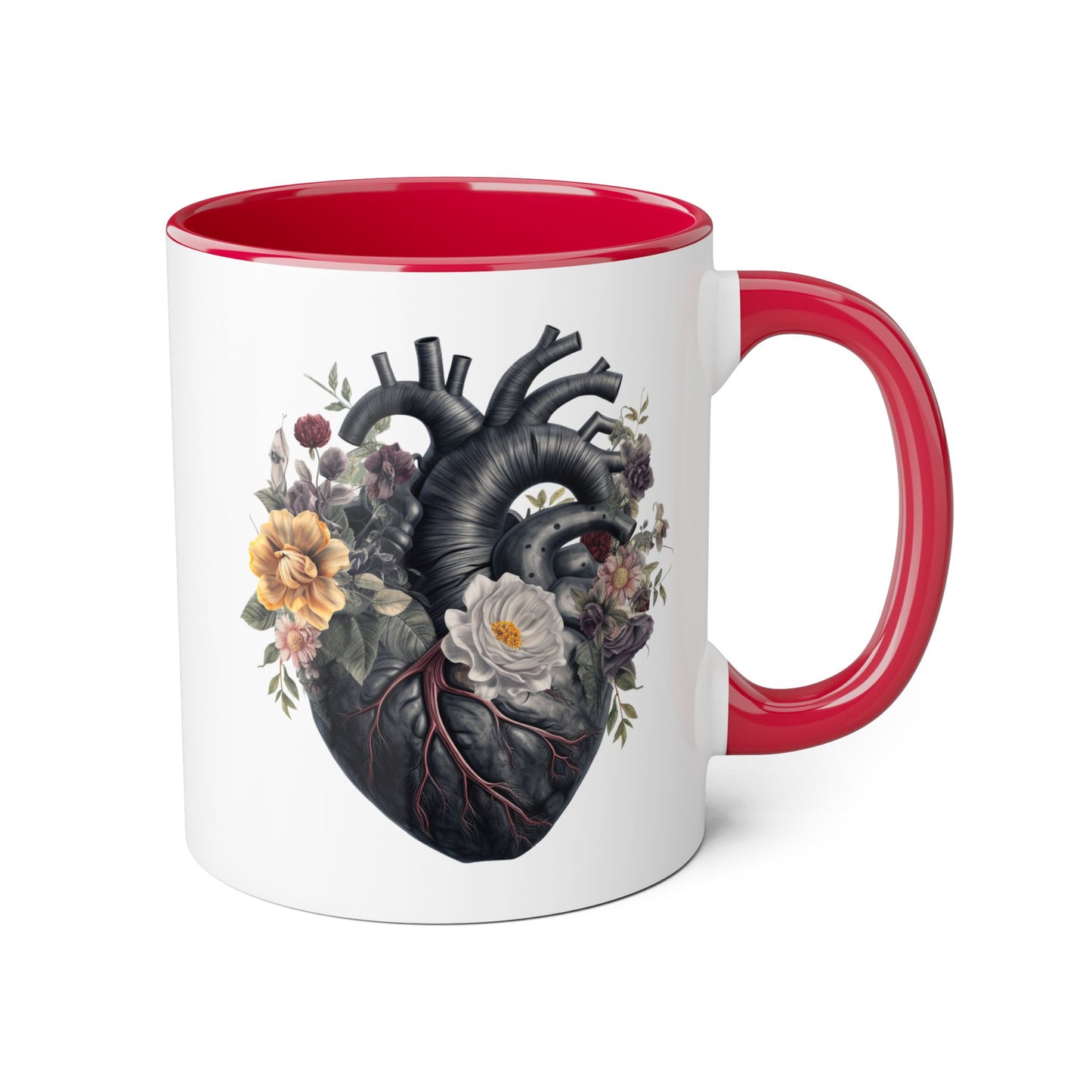 Yellow heart 11 0z two tone ceramic mug