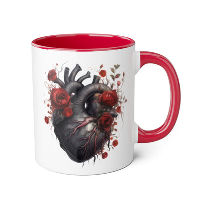 Rose heart 11 0z two tone ceramic mug