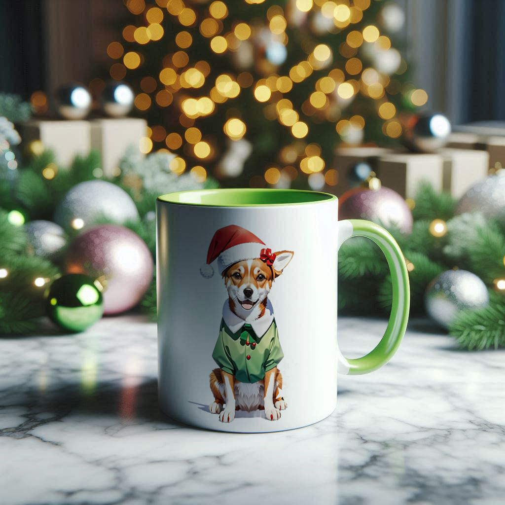 Dog Christmas two tone mug