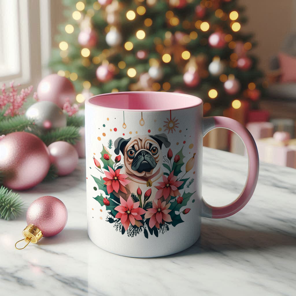 Dog Christmas two tone mug