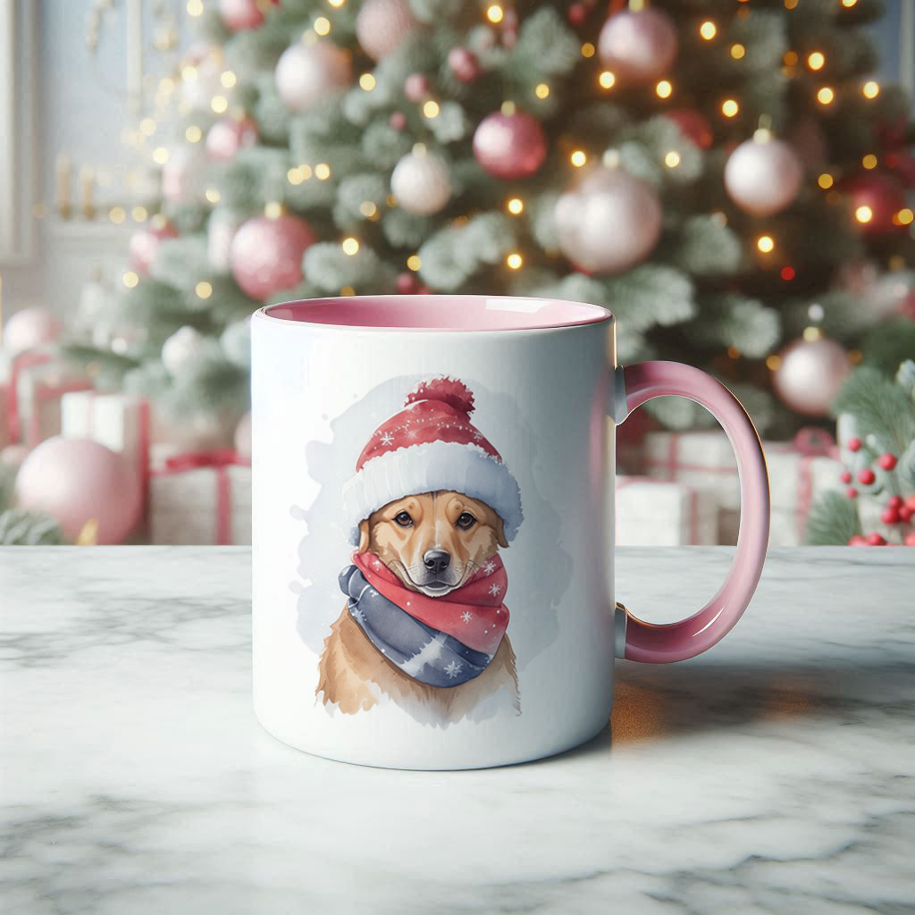 Dog Christmas two tone mug