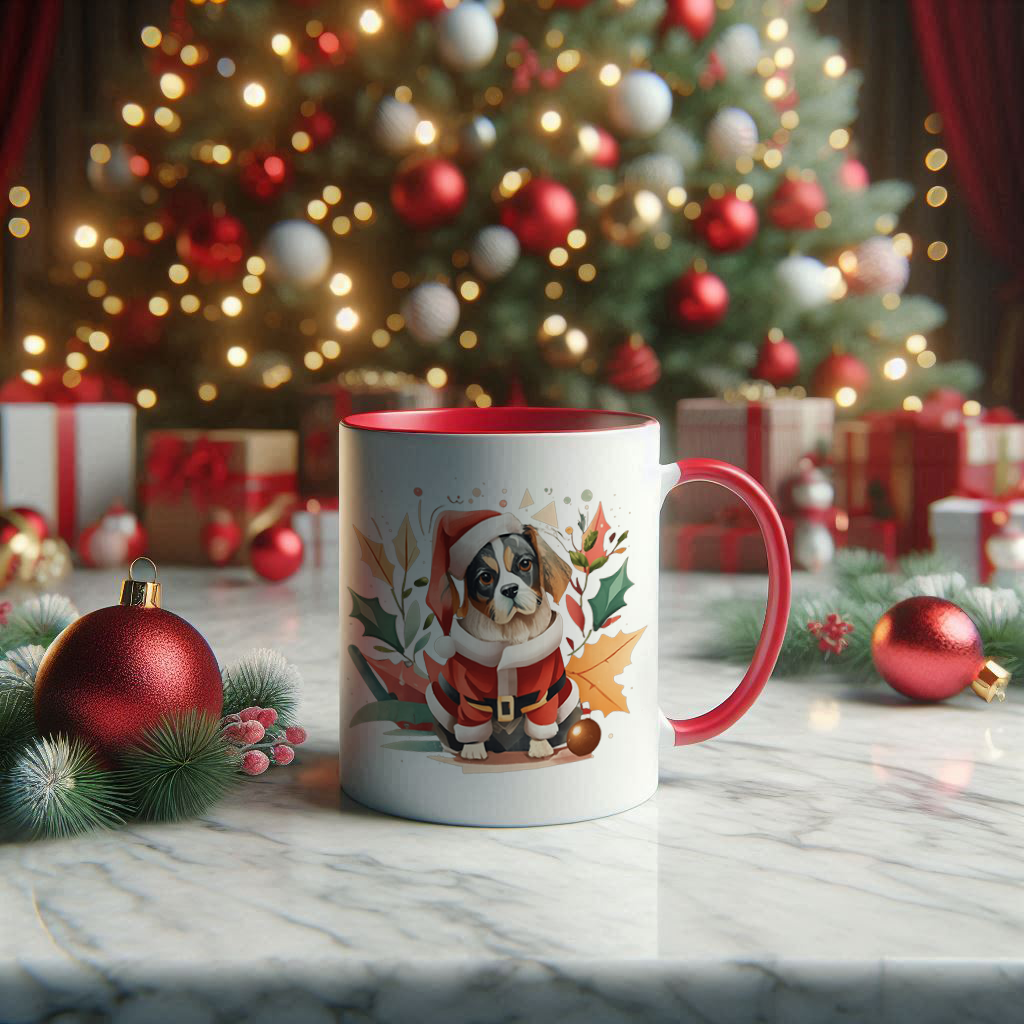 Dog Christmas two tone mug