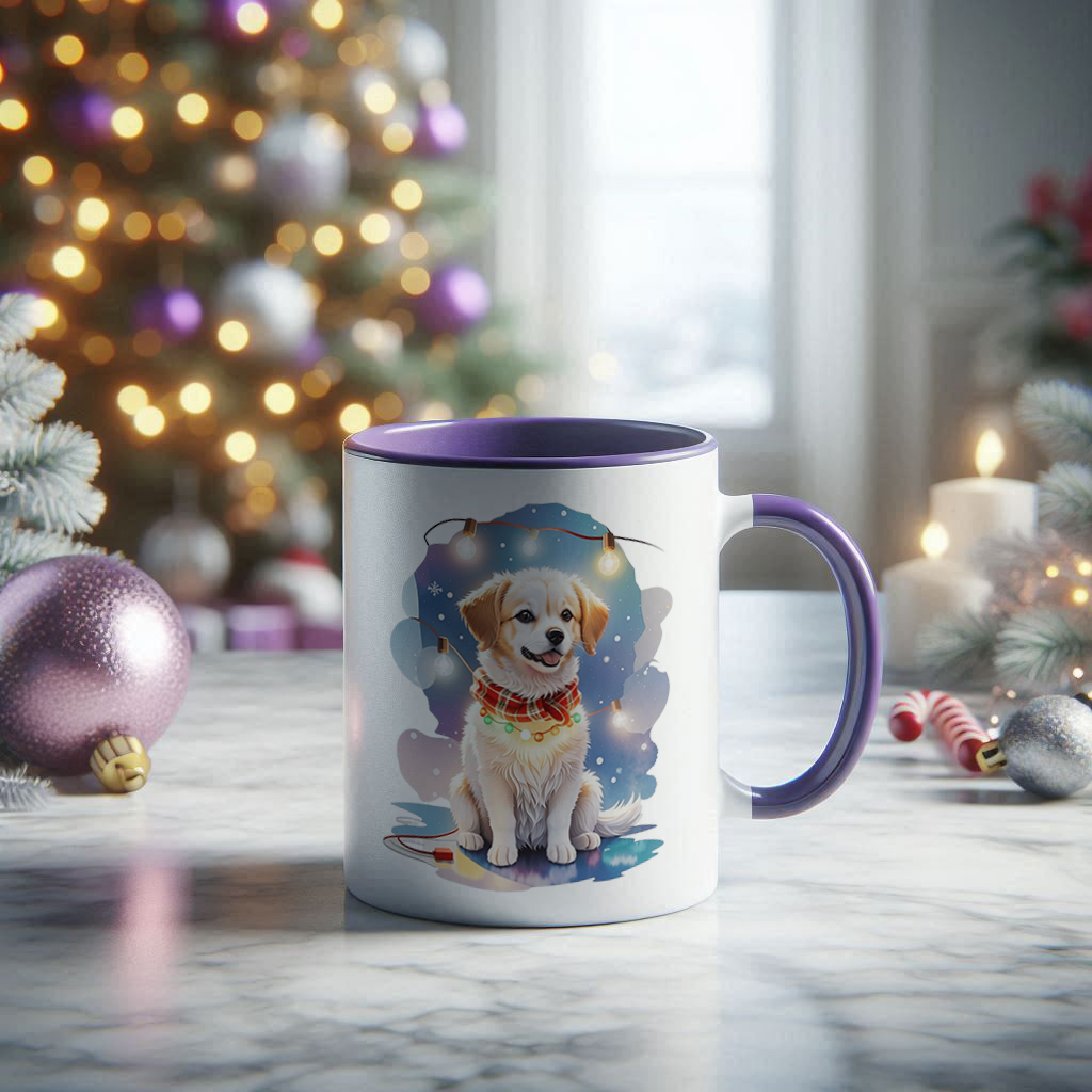 Dog Christmas two tone mug