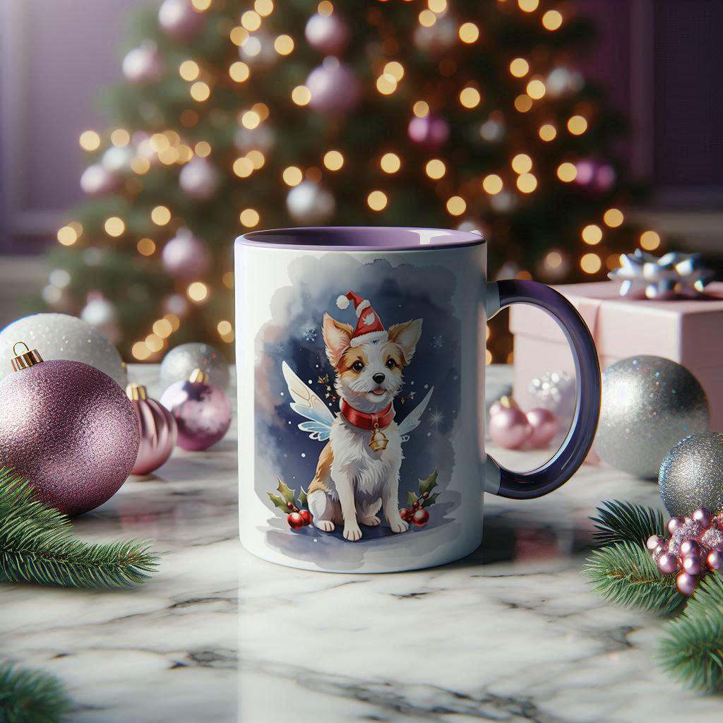 Dog Christmas two tone mug