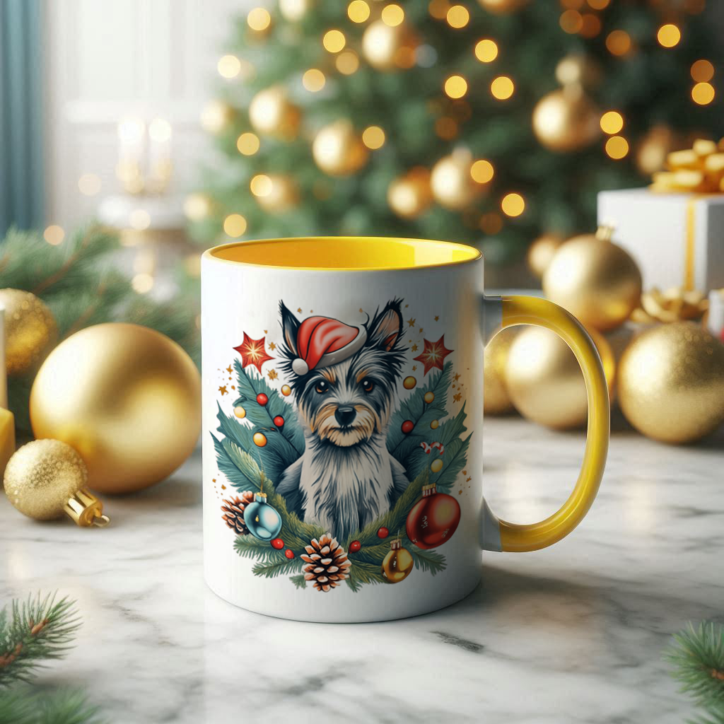 Dog Christmas two tone mug